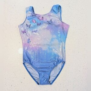 BEAUTIFUL Destira Gymnastics Dance Leotard Child Medium BUTTERFLY Clouds Mystiqu